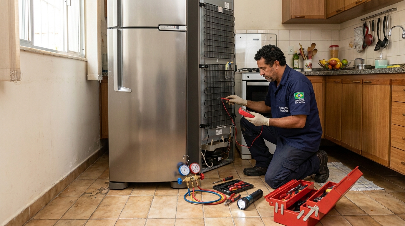Técnico de conserto de geladeira em residência em Mogi das Cruzes‑SP
